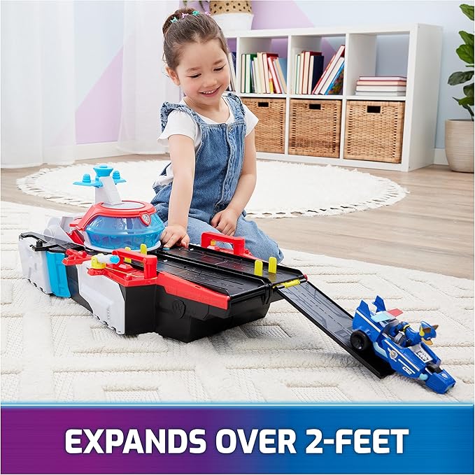 Paw Patrol: The Mighty Movie, Aircraft Carrier HQ, with Chase Action Figure and Mighty Pups Cruiser, Kids Toys for Boys & Girls 3+