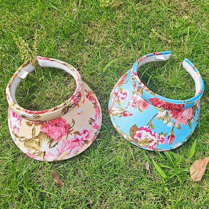 2 Pack Sun Visor Hats Women Men Clip On Wide Brim Visors Hat Outdoor Sports Golf Beach Travel Tennis Caps