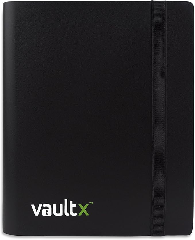 Vault X 4 Pocket Standard Strap Binder, Holds 160 Trading Cards in 20 Side-Loading Pages (Black)