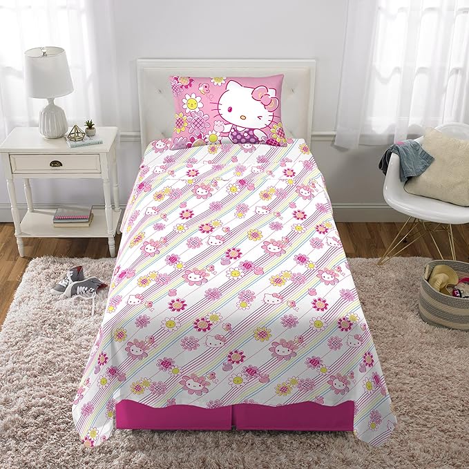 Franco Kids Bedding Super Soft Microfiber Sheet Set, Twin, Hello Kitty
