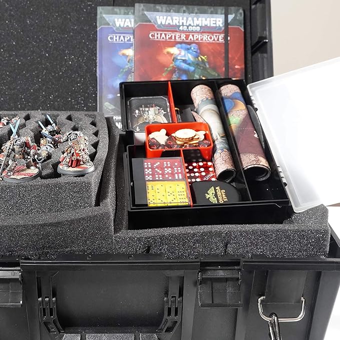 BCW Prime X4 Gaming Box | Playing Card Storage Box for Decks and Game Accessories, Includes Removable Dividers and Dice Trays | Trading Card Storage Box for Gaming (Standard)