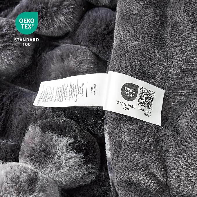 Cozy Bliss Faux Fur Throw Blanket for Couch, Cozy Warm Plush Striped Blanket for Sofa Bedroom Living Room, 50 * 60 Inches Tie-dye Black