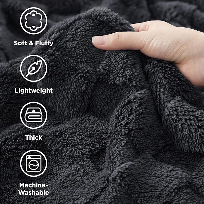 Bedsure GentleSoft Twin Blanket for Bed Dark Grey - Super Soft Cozy Blankets for Kids Girls, Cute Fuzzy Fleece Throws for Bedroom Couch, 60x80 Inches