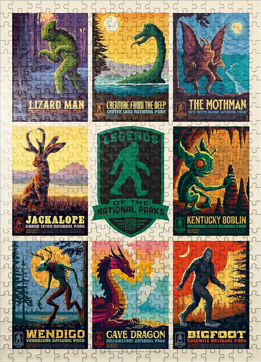 MyPuzzle Legends of The National Parks: Multi-Image Print - Edition 1, Vintage Poster - Premium 500 Piece Jigsaw Puzzle for Adults