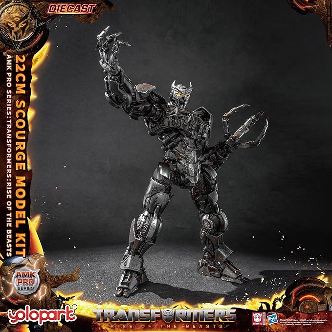 YOLOPARK Transformers AMK PRO Scourge Action Figure, 8.66 Inch Rise of The Beasts Transformers Toy with Magnetic Control LED,Highly Articulated Collectible Model Kit for Ages 15 and Up,No Converting