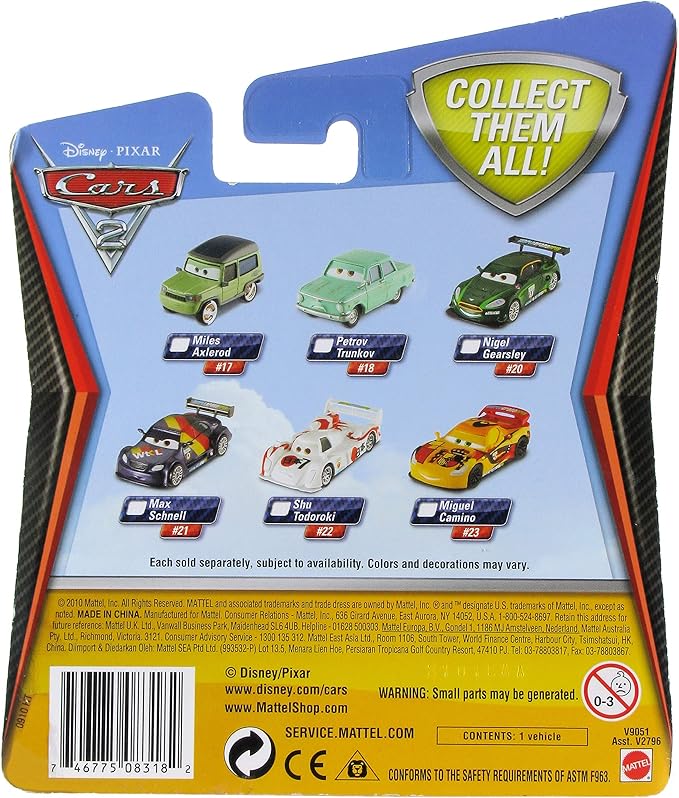 Disney Pixar Cars 2 Movie Series Mattel 1:55 Scale Die Cast Car #23 Miguel Camino