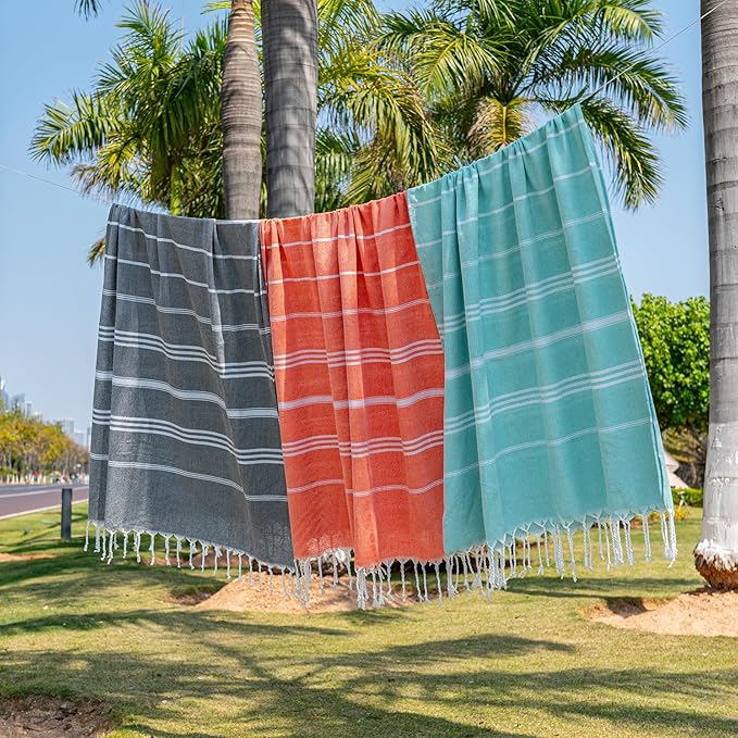 Aegero 2 Packs Turkish Beach Towel, 36"x71" Quick Dry Sand Free Oversized Bath Pool Swim Towel, Lightweight Travel Turkish Towels Vacation Essentials