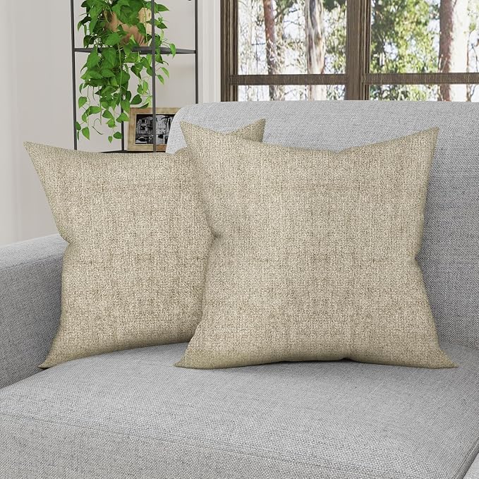 Grzyhem 2 Pack Throw Pillows with Inserts Included 18×18 Chenille Decorative Pillow Covers with Inserts for Sofa Living Room Home Office Car Home Decor (Morca Brown)