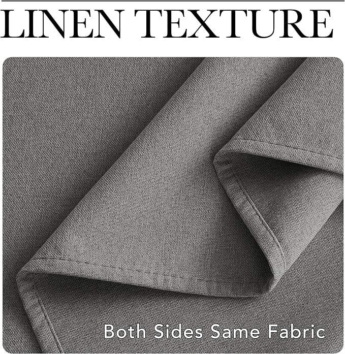NICETOWN Grey Faux Linen Full Shade Panels for Living Room, 52" Wide x 90" Long, Pair of Thermal Insulated & Energy Efficiency Blackout Curtains for Bedroom/Living Room, Firm-Weave Window Dressing