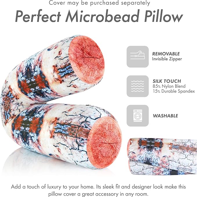 Log Platanus Microbead Body Pillow - Straight Long Pillows for Comfort or Use During Pregnancy- Spandex 85% / Nylon 15% - Spongy Cooling Hypoallergenic Outer Fabric - 50" X 8" - Side Sleepers