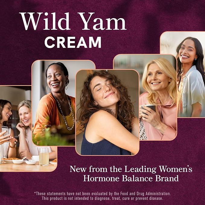 Wild Yam Cream for Hormone Balance | 3450mg Wild Yam for Herbal Menopause & PMS Support | Enriched with Vitex, Black Cohosh, Lavender & More | Estrogen & Progesterone Free Balancing Cream | 4 Oz.