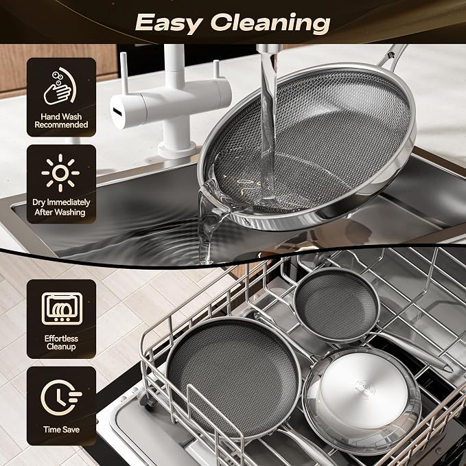 Hybrid Nonstick 10 Inch Frying Pan,Non Stick Frying Pan,PFAS PFOA PTFE Free,Stay-Cool Handle, Dishwasher-Friendly, Oven-Safe Up to 600°F, Induction Ready, Compatible with All Cooktops