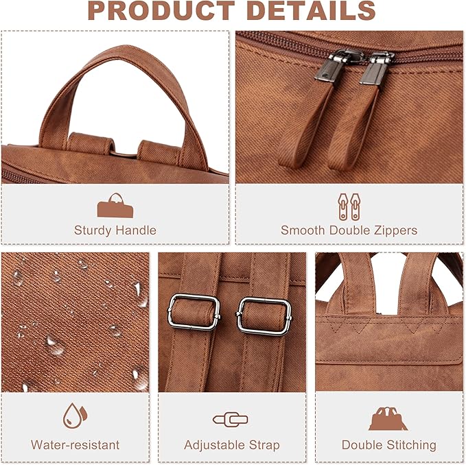 Backpack Purse for Women, Pu Leather Designer Travel Backpack, Fashion Work Ladies Shoulder Bag Handbag