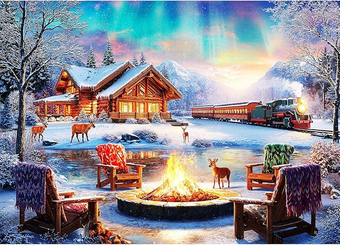 Aurora Over Snowscape Puzzles for Adults 1000 Pieces, Impossible Hard Difficult Challenging Jigsaw Puzzle 1000 Pieces, Christmas Birthday Gifts Home Decor for Adults/Friends/Family