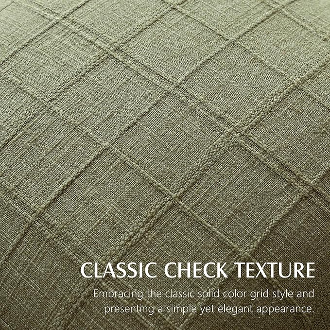 Foindtower Set of 2 Decorative Linen Check Throw Pillow Covers Neutral Farmhouse Lumbar Cushion Covers Modern Boho Home Decor for Sofa Chair Couch Bedroom Living Room,12×20 Inch,Sage Green