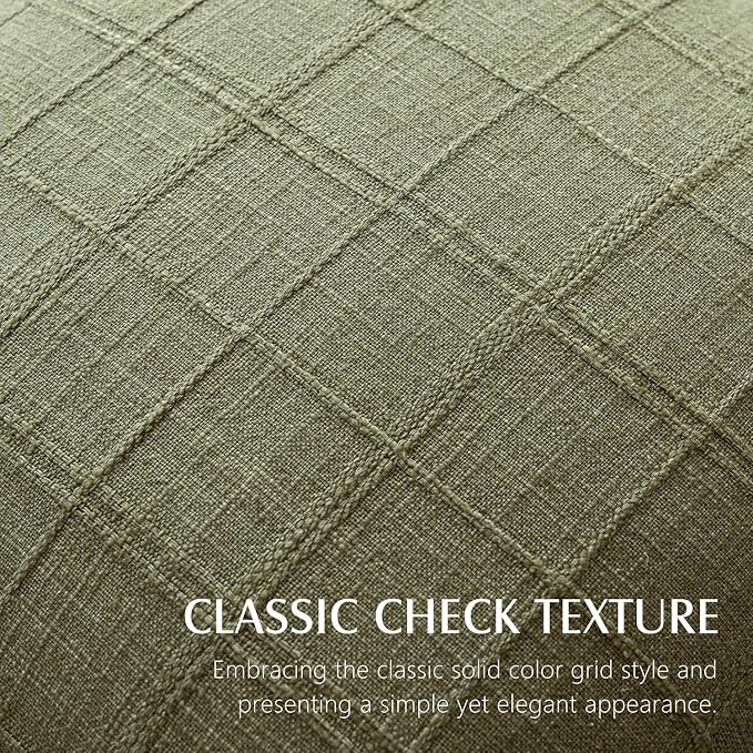 Foindtower Set of 2 Decorative Linen Check Throw Pillow Covers Neutral Farmhouse Vintage Cushion Covers Modern Boho Home Decor for Sofa Chair Couch Bedroom Living Room,18×18 Inch,Sage Green