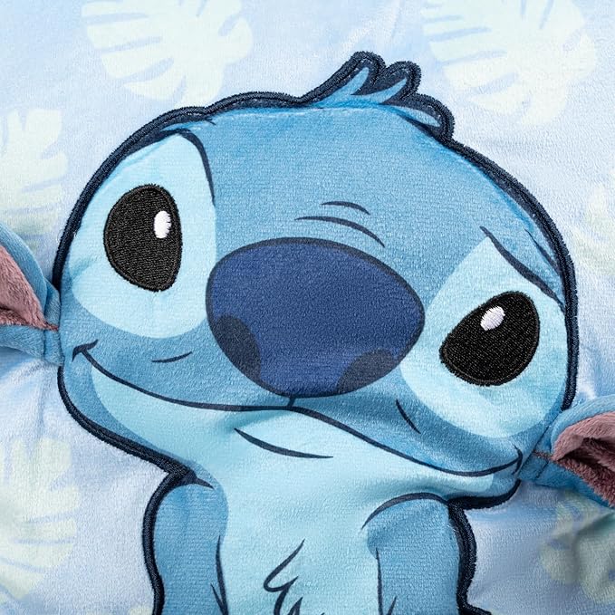 Jay Franco Disney Lilo and Stitch 3D Snuggle Pillow - Super Soft Blue Plush Pillow - Measures 15 Inches