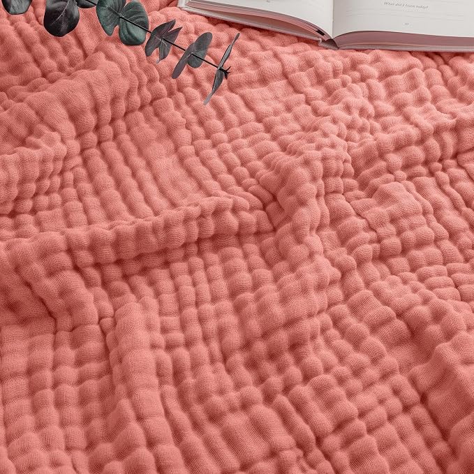 Comfy Cubs Adult Muslin Blanket 90x90” Queen Swaddle Blankets, Dusty Rose | 6 Layer Soft, Breathable & Lightweight Muslin Adult Blanket - Machine Washable & Designed in the US Bedding for All Seasons