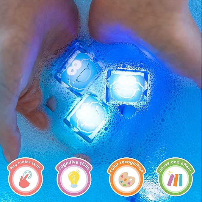 Glo Pals x Sesame Street Water-Activated Light-Up Cubes for Sensory Play (Cookie Monster - Cubes with Character)