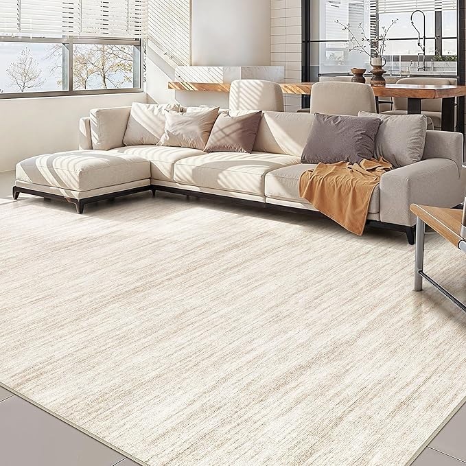 Nakagishi Boho 10x14 Area Rug Living Room Rugs Machine Washable Beige | Soft, Pet & Kid Friendly, Carpet for Living Room/Bedroom/Office/Kitchen/Nursery, Daily Home Decor Stain Resistant Moroccan