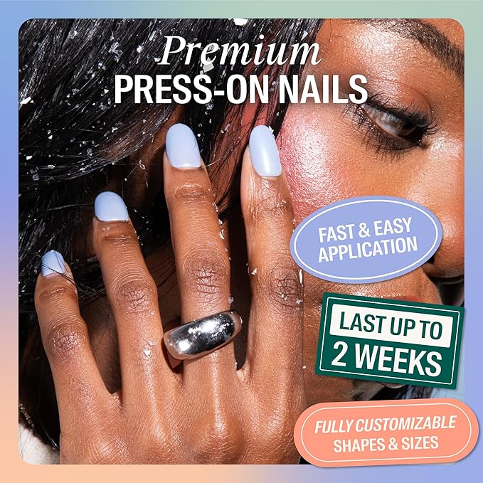 Chillhouse - Chill Tips, Press on Nails Kit - Snow Bunny (Oval) - 30 Nail Shapes & Sizes - Up to 2 Weeks of Wear - Customizable Fit - Reusable - Latina Founded & Women Owned - Beauty & Self Care