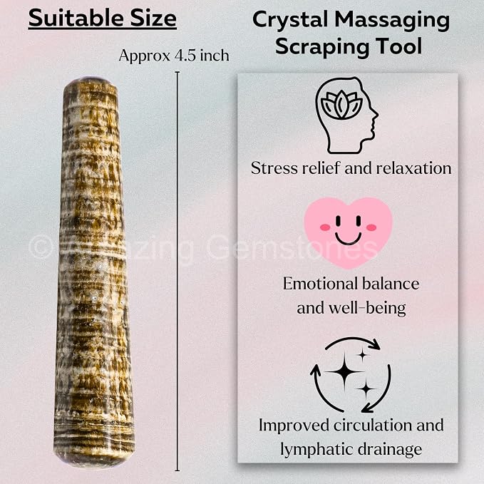 Amazing Gemstone Aragonite Crystal Wand Massage Stick - Pelvic Wand Gua Sha for Adults - Crystals and Healing Stones Massage Wands for Adults Gifts (Smooth)