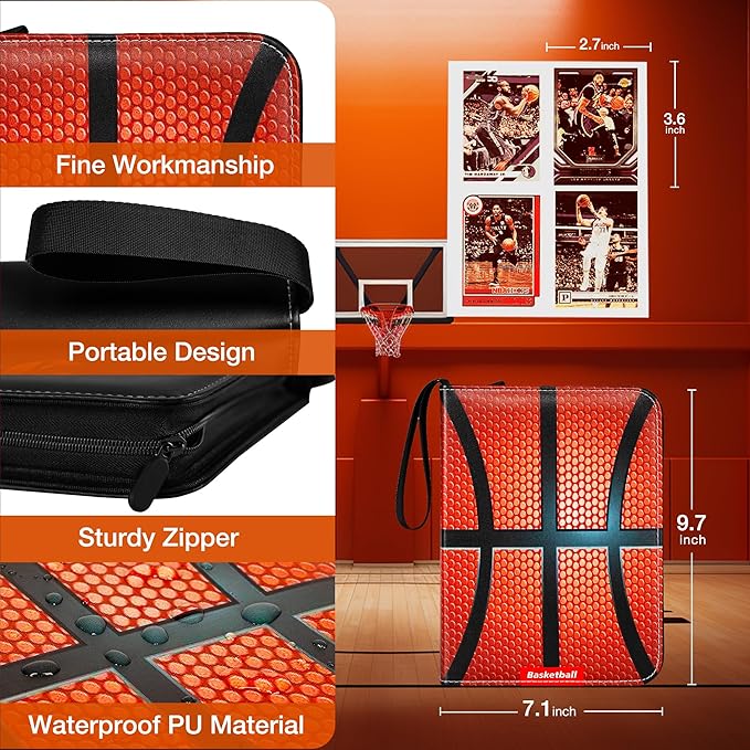 RONMONG Basketball Card Binder,2025-2026 Sports Trading Card with Sleeves Holder Album,440 Pockets Basketball Card Holder Sheets Display Storage Protectors for Collectors Boys and Girls Gift