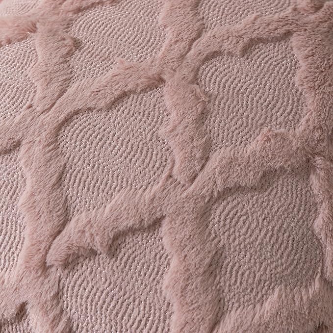 Set of 2 Soft Moroccan Throw Pillow Covers 18x18 Inch Plush Boho Decorative Pillow Cover Accent Cushion Case for Couch Sofa Bed, Pink