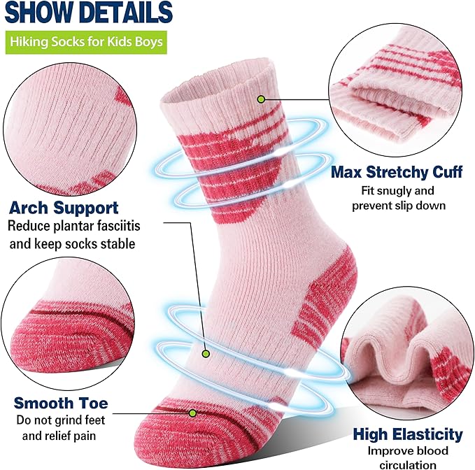 ANTSANG Kids Toddlers Boys Girls Merino Wool Hiking Athletic Thermal Warm Winter Socks