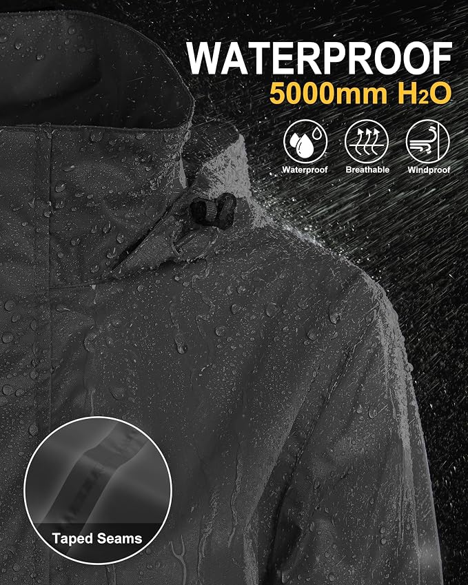 33,000ft Women's Rain Jacket Waterproof Lightweight Packable Raincoat with Hood for Golf Hiking Travel Windbreaker