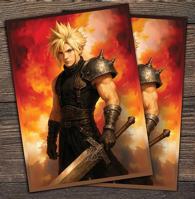 Anime Mercenary Soldier Card Sleeves 100 Pack – Compatible with MTG & TCGs – Perfect for Cloud Final Fantasy Commander Decks – Premium Card Game Sleeves for Magic