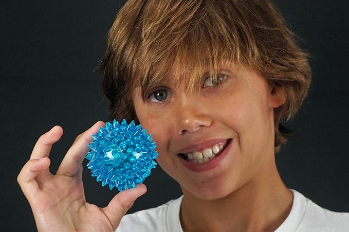 JA-RU Light Up Spiky Balls for Kids (12 Pack) – Light Up Bouncy Balls, Spiky Fidget Toys, Sensory Bin Filler, Stress Relief Toy, Bulk Party Favors – 695-12p