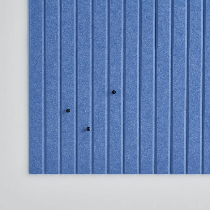 Felt Bulletin Board Tiles 48"x36" -12-Pack Cork Board Alternative, OEKO-TEX Certified, NRC 0.95 Acoustic Wall Panels, Damage-Free Adhesive, Slatted Design, Home Office, Classroom (Pastel Blue)