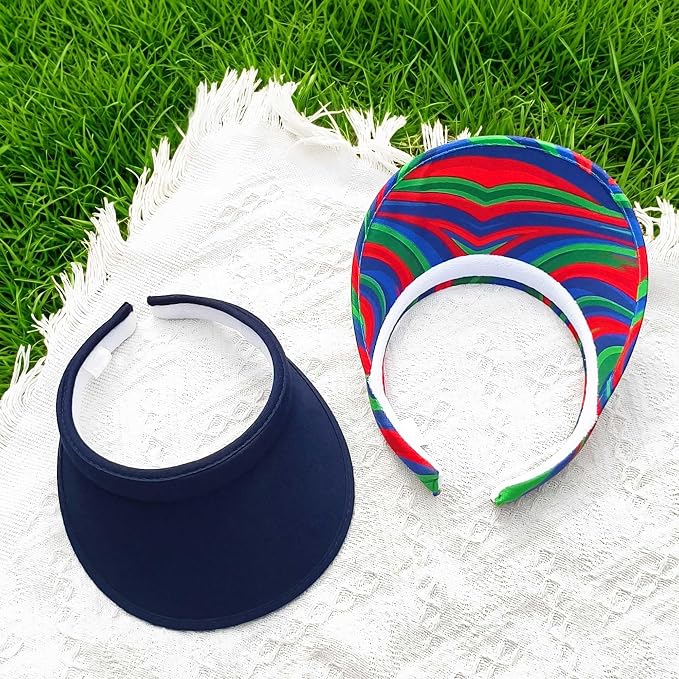2 Pack Sun Visor Hats Women Men Clip On Wide Brim Visors Hat Outdoor Sports Golf Beach Travel Tennis Caps