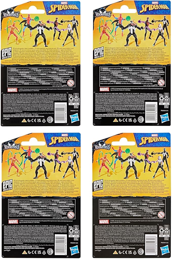 SPIDER-MAN Marvel VenomVersus Epic World of Action, Miles Morales, Iron Spider & Venom, Superhero Toys, Action Figure 4-Pack (Amazon Exclusive)