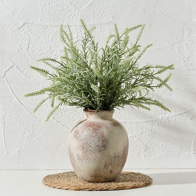 SIDUCAL Ceramic Decorative Flower Vase | 7.48 Inch Pottery Rustic Farmhouse Boho Vase for Home Decor, Table, Living Room, Bathroom, Coffee Desk, Shelf, Mantel Decoration, Wedding, Terra