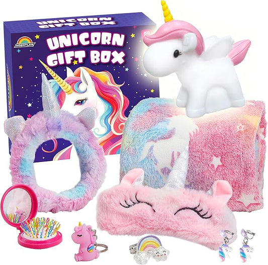 Unicorn Gifts for Girls, Glow in The Dark Blanket, Night Light Kit, Magical Unicorn Toys for Kids, Soft Blanket for Girls Ages 3 4 5 6 7 8 Years Old.