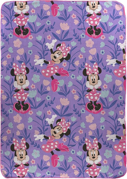 Jay Franco Kids Plush Throw Blanket – Soft & Cozy Fleece Throw for Bedroom & Couch Décor, Official Licensed Product, Purple - Minnie Mouse, 46x60 - Throw Blanket