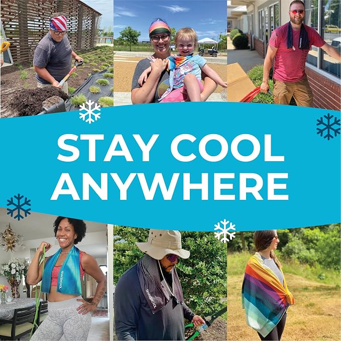SHAKEitCOOL Original Cooling Towel – Soft, Lightweight, Heat Relief – Perfect for Biking, Running, Yoga, Gym, Gardening – Fast Break