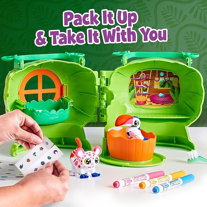 Crayola Scribble Scrubbie Pets Safari Treehouse, Toy Storage Case, Gift for Boys & Girls