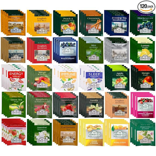 Ahmad Tea Sampler Assortment, Ahmad Variety Pack (120 Count), 30 Unique Flavors ofTea