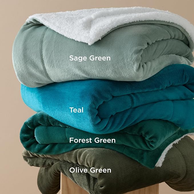 Bedsure GentleSoft Sherpa Fleece Cal King Blankets for Bed, Non-Heated, Thick and Warm Oversized Throw for Women and Men, Soft Fuzzy Plush Large Blanket for Winter, Forest Green, 112x98 Inches