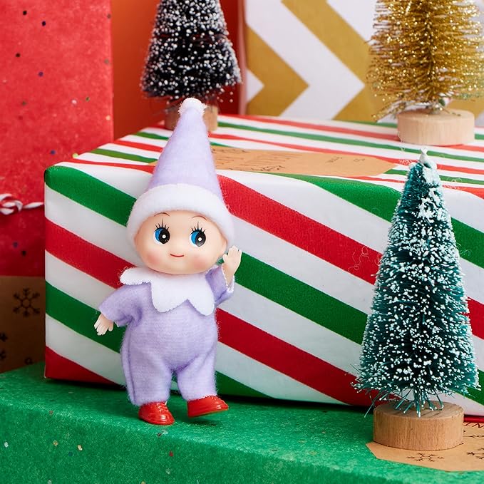 JOYIN 1 Pack Christmas Purple Tiny Elf Soft Plush Toy for Adults Kids Accessories Party Favors Xmas Party Supplies Christmas Decor, Xmas Gift