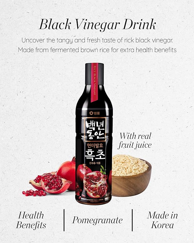 Sempio Rice Black Vinegar Drink: Pomegranate, Vegan, 30.4 fl oz | Naturally Fermented Brown Rice Vinegar Concentrate, No Added Sugar, Mix for Beverages, Salad Dressings, Marinades & Sauces