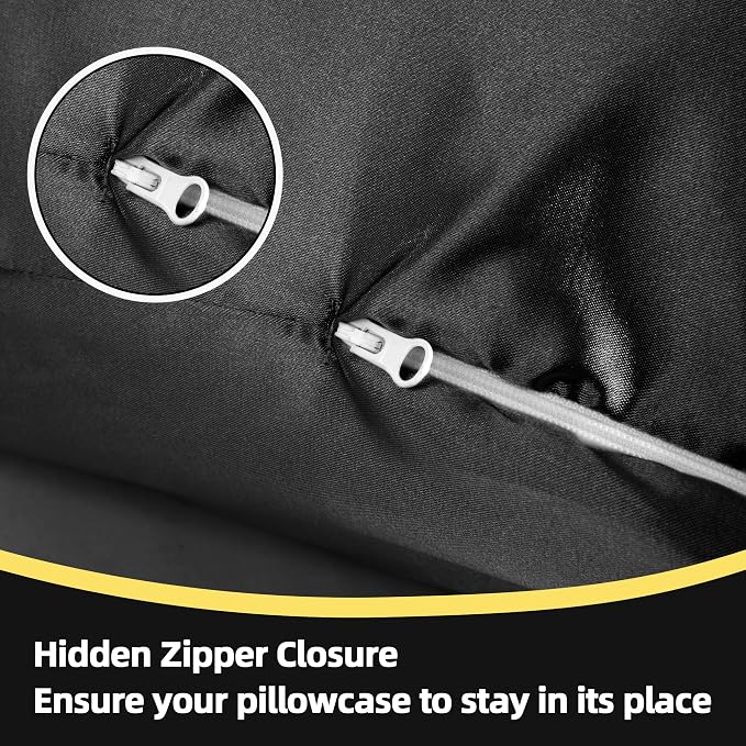 BALAPET Silky Satin Pregnancy Pillow Cover (ONLY Pillowcase), U Shaped Luxurious Smooth Maternity Pillow Cover, Soft & Breathable Large Pillow Protector with Hidden Zip for Side Sleeper, Black