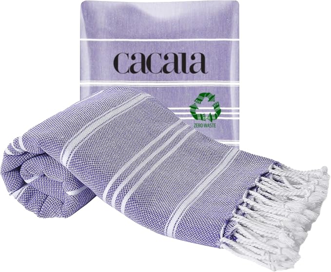 Cacala 100% Turkish Cotton Kitchen Tea Towels, Highly Absorbent Luxury Soft Quick Drying Dish Towel with Hanging Loop for Gym, Yoga, Bath, Sports, Cleaning and Kitchen (23 x 36), Dark Purple