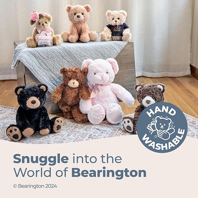 Bearington Collection Teddy Bear for Baby Girl - 18" Pink Plush - Soft Cuddly Stuffed Animal - First Teddy Bear for Newborn & Infant Nursery Gift