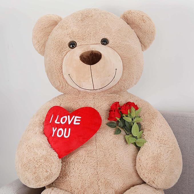 Tezituor Giant Teddy Bear 6ft Stuffed Animals - “I Love You”Red Heart Jumbo Human Size Teddy Bear for Girlfriend,Boyfriend,Wife,Lover-Birthday, Anniversary, Valentines, or Long Distance