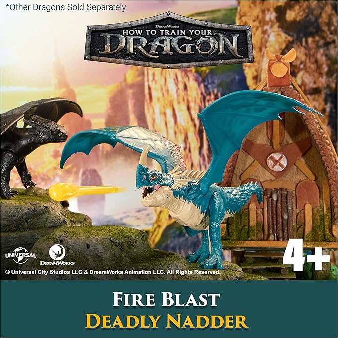Dreamworks Dragons, Battle Dragons, Fire Blast Deadly Nadder, 10” Action Figure, Kids Toys for Boys & Girls Ages 4 and up