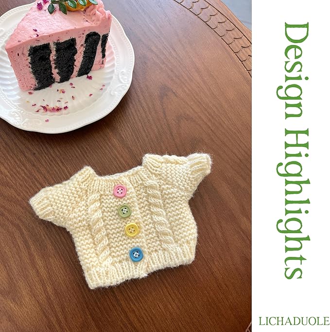 7"/18cm Clothes for Stuffed Animals Bashful Bunny Outfit - Knit Cardigans Scarf 3-Piece Set（NO Doll）